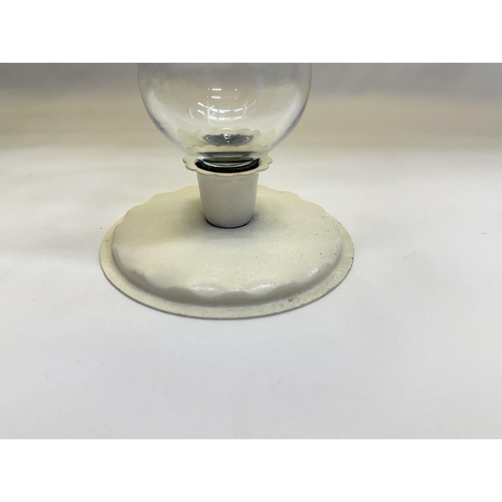 Vtg Homco Clear Glass Etched Parklane Votive Peg Cup Candle Holder W/ Base (2) - Picture 3 of 9
